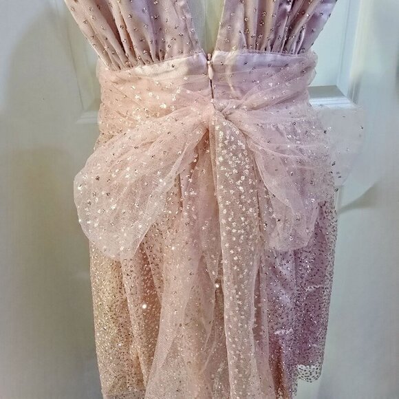 Sugar Thrillz ✦ Pink Sparkle Dress ✦ 3-Way Wear Deep V Sleeveless Sz L NWT - Picture 11 of 16